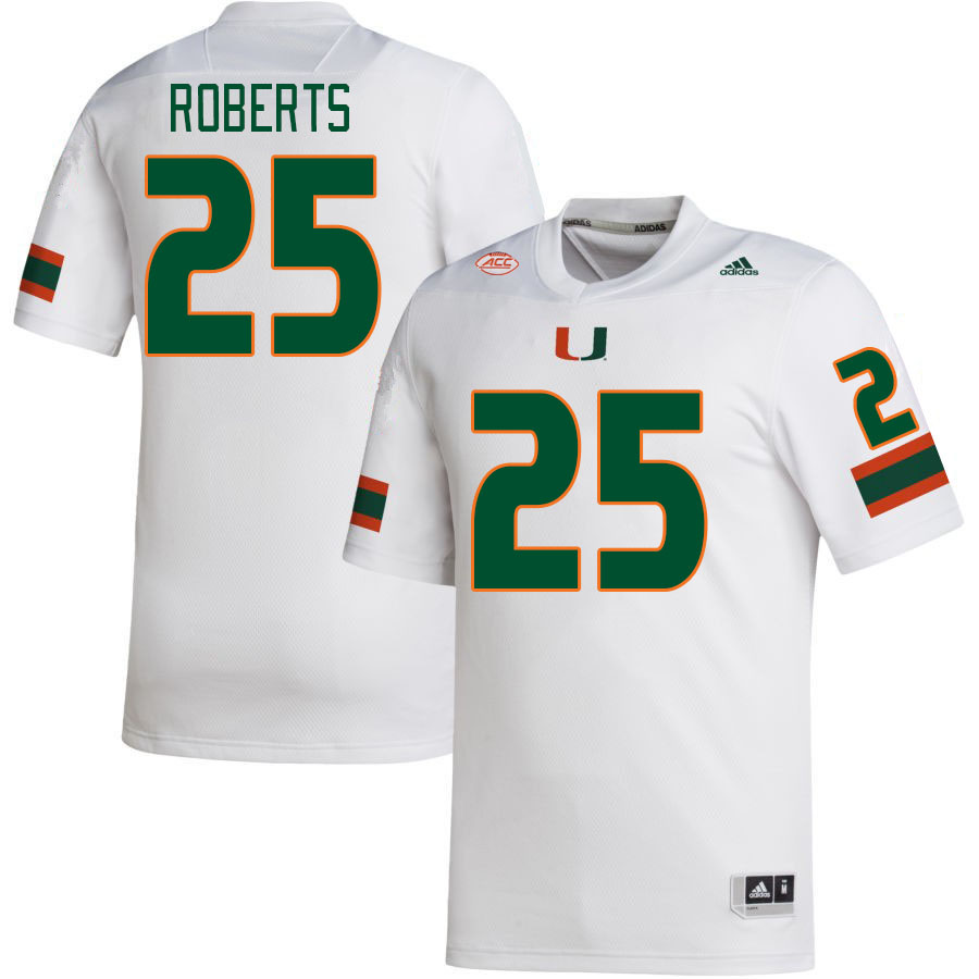 Men #25 Terry Roberts Miami Hurricanes College Football Jerseys Stitched-White
